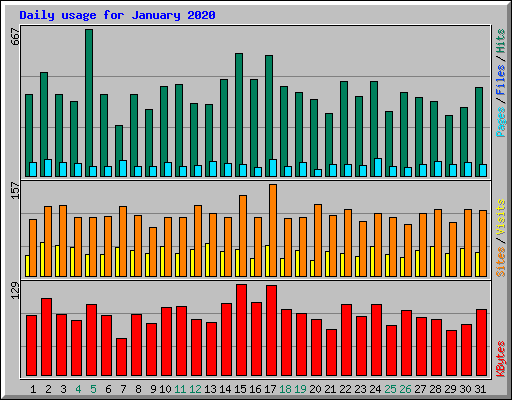 Daily usage for January 2020