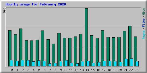 Hourly usage for February 2020